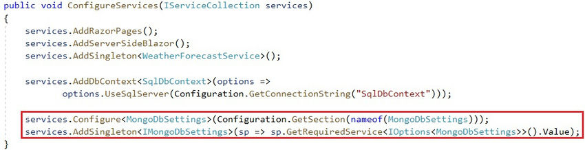 Interface and class inside the configuration